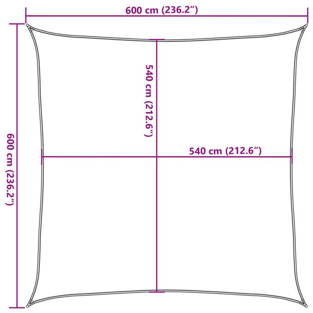 vidaXL Zonnezeil 160 g/m² 6x6 m HDPE zwart