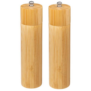 5Five Pepermolen/zoutmolen - 2x - bamboe - 22.5 cm - Peper en zoutstel