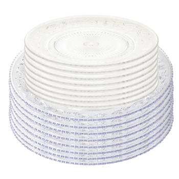 Plasticforte Onbreekbare gebak/taart bordjes - 16x stuks - kunststof - kristal stijl - transparant - Campingborden
