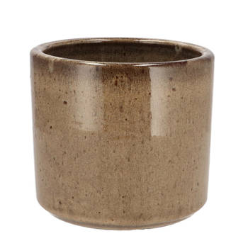 DK Design Bloempot model Brown Glaze - taupe - D12 x H13 cm - glanzend - Plantenpotten