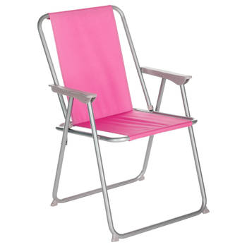 Atmosphera camping/strand stoel - aluminium - inklapbaar - roze - L52 x B55 x H75 cm - Campingstoelen