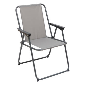 Atmosphera camping/strand stoel - aluminium - inklapbaar - grijs - L52 x B55 x H75 cm - Campingstoelen