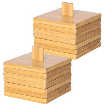 Lowenthal - Onderzetters voor glazen - 12x stuks - bruin - bamboe - 12x9 cm - Glazenonderzetters
