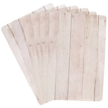 6x Placemat beige hout print 44 cm - Placemats