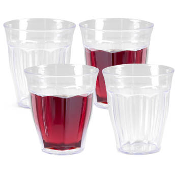 Plasticforte onbreekbare Picardi drinkglazen - 10x stuks - kunststof - transparant - 250 ml - Drinkglazen