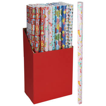 Happy Birthday Cadeaupapier - 6x - verjaardag prints - 200 x 70cm - inpakpapier rollen - Cadeaupapier