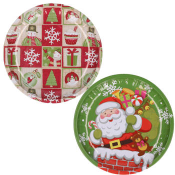 Kerst borden - 2x st - 26 cm - metaal - kerst thema - kerstservies - Bordjes