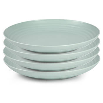 Plasticforte Rond diner bord/camping bord - 4x - Dia 25 cm - mintgroen - kunststof - Dinerborden