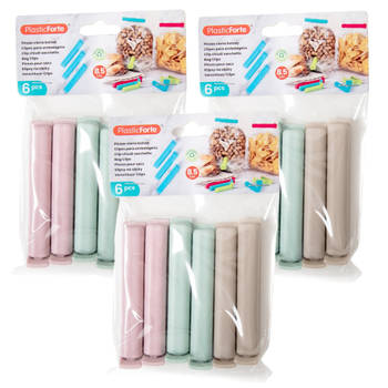 Plasticforte 18x afsluitclips / vershoudclips - 8 cm - keuken/voedsel zakjes afsluiten - Vershoudknijpers