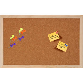 Glorex hobby Prikbord met 40x punaises gekleurd - 30 x 45 cm - kurk - voor keuken/kantoor/kamer - Prikborden