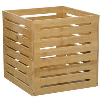 5Five Fruitkisten opslagbox - open structuur - lichtbruin - hout - L31 x B31 x H31 cm - Opbergkisten