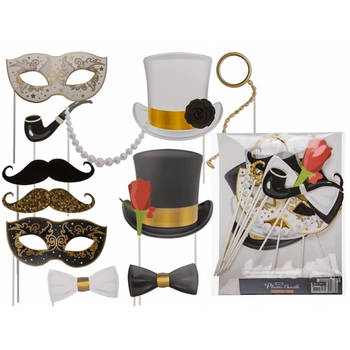 Foto props set - thema Glamour Party - 12 stuks - Photo Boot accessoires - Fotoprops