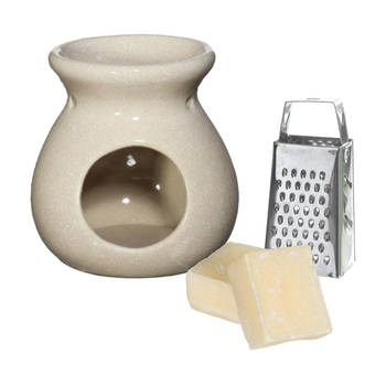 Ideas4seasons Amberblokjes/geurblokjes cadeauset - cashmere - inclusief geurbrander en mini rasp - Geurbranders