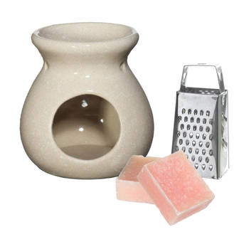 Ideas4seasons Amberblokjes/geurblokjes cadeauset - roos - inclusief geurbrander en mini rasp - Geurbranders