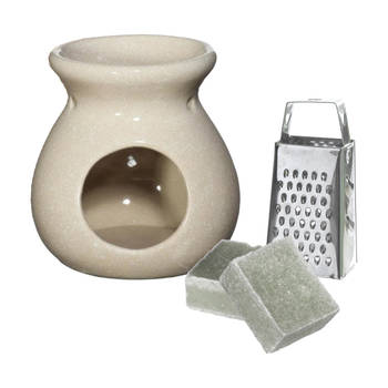 Ideas4seasons Amberblokjes/geurblokjes cadeauset - eucalyptus - inclusief geurbrander en mini rasp - Geurbranders