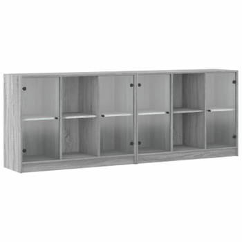 vidaXL Boekenkast met deuren 204x37x75 cm hout grijs sonoma eikenkleur