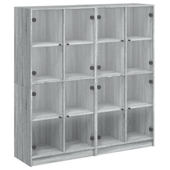 vidaXL Boekenkast met deuren 136x37x142 cm hout grijs sonoma eiken