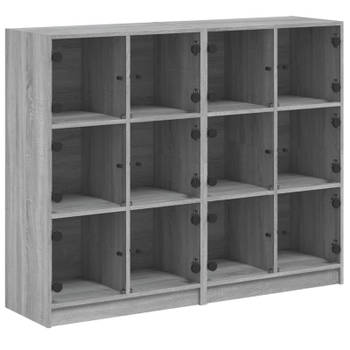 vidaXL Boekenkast met deuren 136x37x109 cm hout grijs sonoma eiken