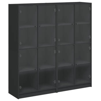 vidaXL Boekenkast met deuren 136x37x142 cm bewerkt hout zwart