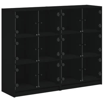 vidaXL Boekenkast met deuren 136x37x109 cm bewerkt hout zwart