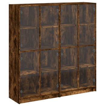 vidaXL Boekenkast met deuren 136x37x142 cm hout gerookt eikenkleurig