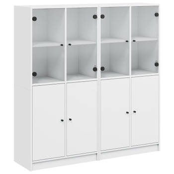 vidaXL Boekenkast met deuren 136x37x142 cm bewerkt hout wit