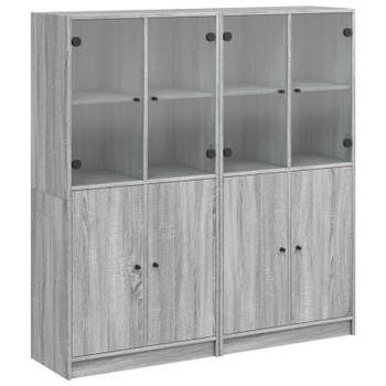 vidaXL Boekenkast met deuren 136x37x142 cm hout grijs sonoma eiken