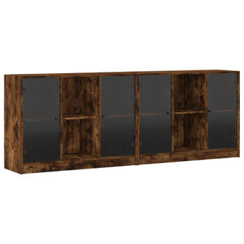 vidaXL Boekenkast met deuren 204x37x75 cm hout gerookt eikenkleurig