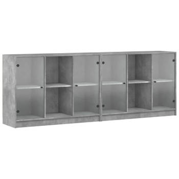 vidaXL Boekenkast met deuren 204x37x75 cm bewerkt hout betongrijs