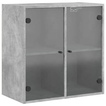 vidaXL Wandkast met glazen deuren 68x37x68,5 cm betongrijs