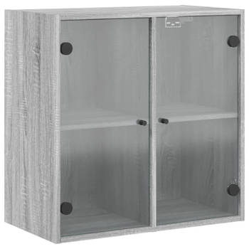 vidaXL Wandkast met glazen deuren 68x37x68,5 cm grijs sonoma eiken