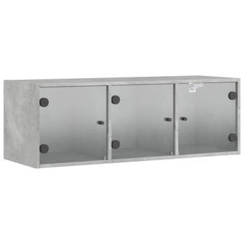 vidaXL Wandkast met glazen deuren 102x37x35 cm betongrijs