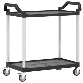 vidaXL Trolley 2-laags 99x50x97 cm aluminium zwart