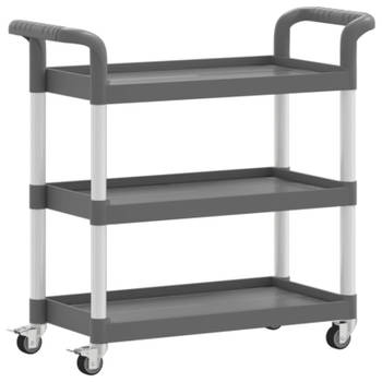 vidaXL Trolley 3-laags 77x34x72 cm aluminium grijs