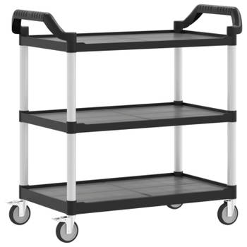 vidaXL Trolley 3-laags 99x50x96 cm aluminium zwart