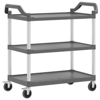 vidaXL Trolley 3-laags 99x50x96 cm aluminium grijs