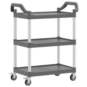 vidaXL Trolley 3-laags 81x41x92 cm aluminium grijs