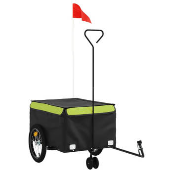 vidaXL Fietstrailer 45 kg ijzer zwart en groen