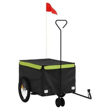 vidaXL Fietstrailer 30 kg ijzer zwart en groen