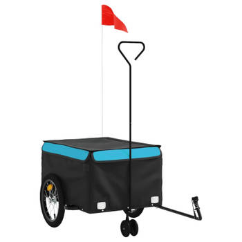 vidaXL Fietstrailer 45 kg ijzer zwart en blauw