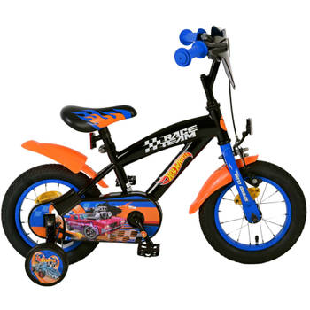 Mattel Jongensfiets Hot Wheels 12 Inch 21,5 cm Jongens Terugtraprem Zwart/Oranje