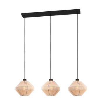 EGLO Midsumer Hanglamp - 3 x E27 - 92 cm - Zwart/Crème - Textiel