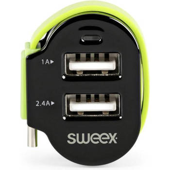 Autolader 3-Uitgangen 6 A 2x USB / USB-C™ Zwart/Groen
