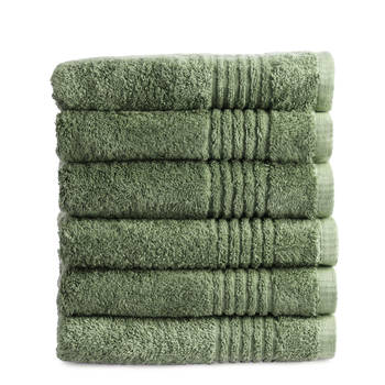 Handdoek Supreme - 50x100 - 6 stuks - OEKO-TEX Made in Green - 600 g/m2 zacht katoen - oud groen