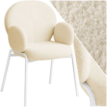 tectake® - Eetkamerstoel met armleuning - Woonkamerfauteuil , Scandinavische loungestoel - beige