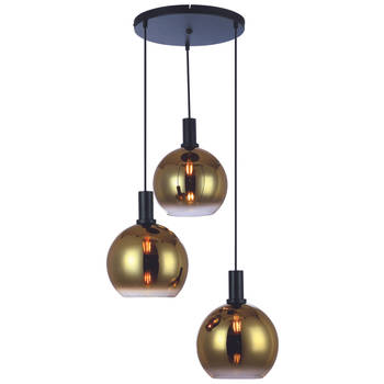 Justine hanglamp 3L getrapt glas goud