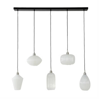 Veronica hanglamp 5L gestreept wit glas