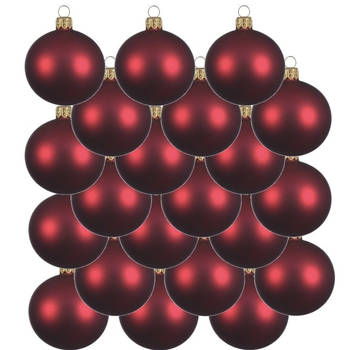 18x Glazen kerstballen mat donkerrood 8 cm kerstboom versiering/decoratie - Kerstbal