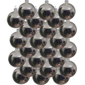 24x Glazen kerstballen glans zilver 6 cm kerstboom versiering/decoratie - Kerstbal