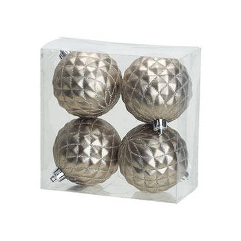 4x Luxe zilveren kunststof kerstballen 8 cm kerstboomversiering - Kerstbal